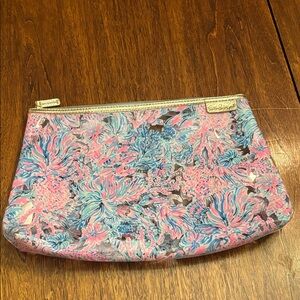 Lilly Pulitzer Pink and Blue Floral Cosmetic Bag